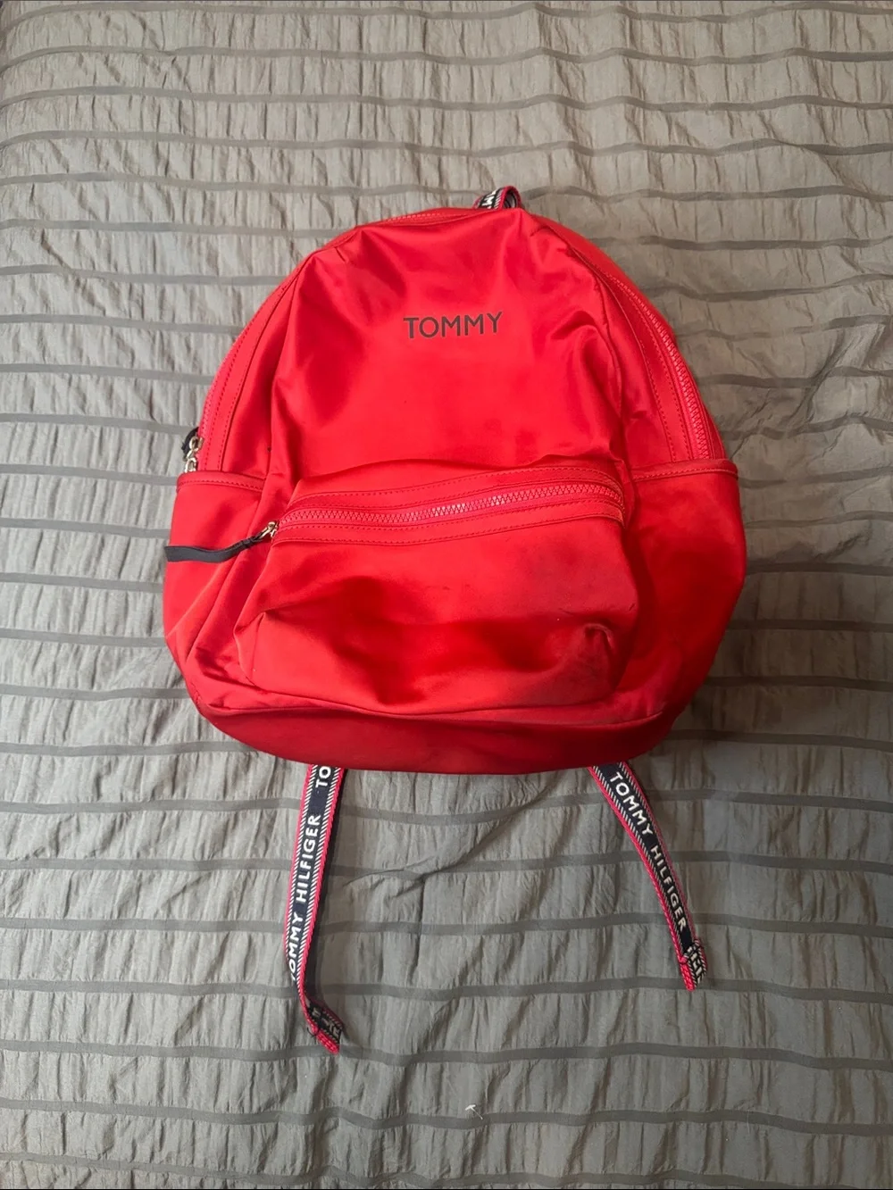 Tommy Hilfiger Bright‎ Red Nylon Backpack with Logo Straps